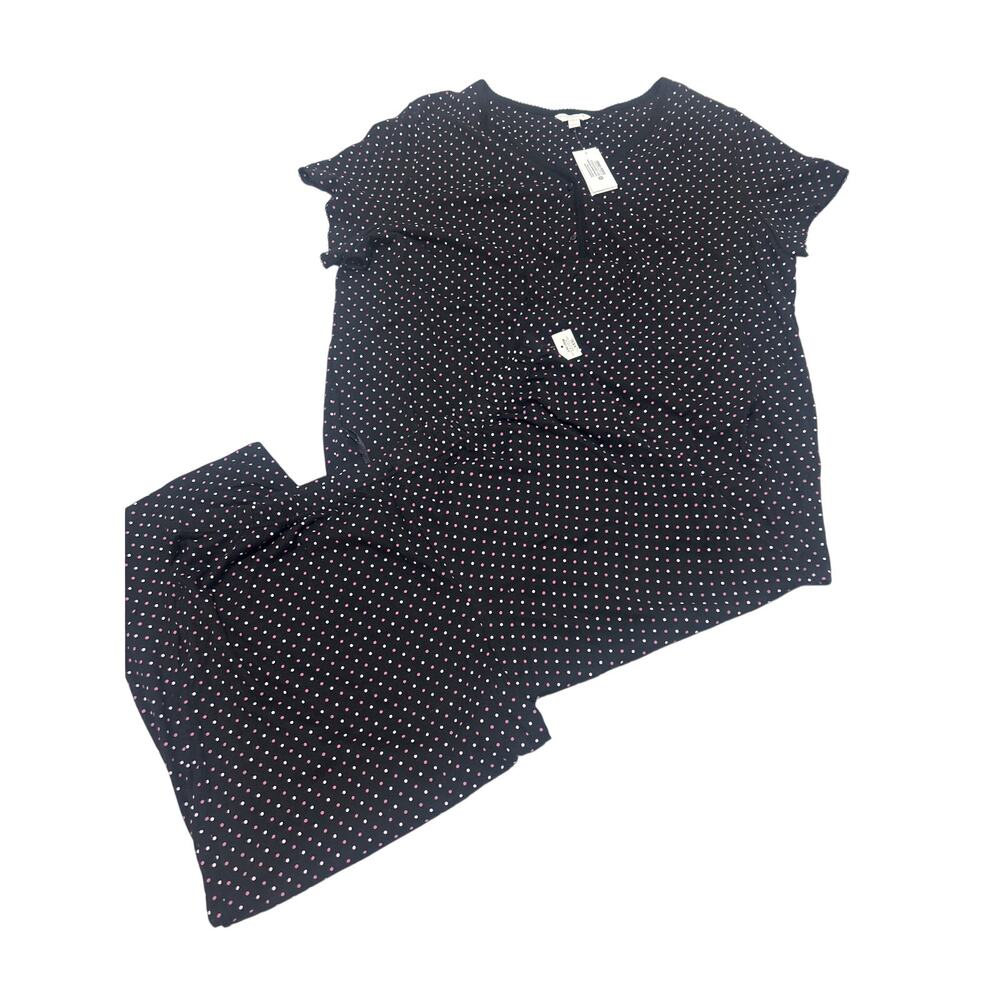 Charter Club Intimates 100% Cotton Black Pink Polka Dot Pajama Set XXXL NWT